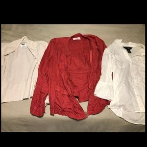 Two jackets and a button up shirt